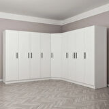 Kale 9 Kapak 4Ç Köşe Zincir Dolap - Beyaz 210CM