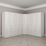 Kale Country 8 Kapak 4Ç Köşe Zincir Dolap - Eskitme Beyaz 210CM