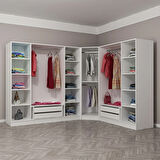 Kale Country 8 Kapak 4Ç Köşe Zincir Dolap - Eskitme Beyaz 210CM