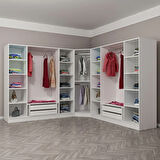 Kale Country 9 Kapak 4Ç Köşe Zincir Dolap - Eskitme Beyaz 210CM