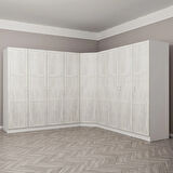 Kale Country 9 Kapak 4Ç Köşe Zincir Dolap - Eskitme Beyaz 210CM