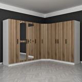 Kale 8 Kapaklı Aynalı 4Ç Köşe Dolap - Dore 210CM