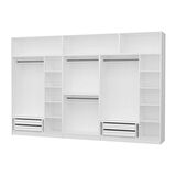 Minar Kale 8 Kapaklı 4 Aynalı 4 Çekmeceli Dolap Ve Yüklük Beyaz 255CM