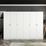 Kale 6 Mebran Kapaklı 4Ç Dolap - Beyaz 210CM