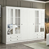 Kale 6 Mebran Kapaklı 4Ç Taçlı Dolap - Beyaz 210CM