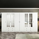 Kale 8 Mebran Kapaklı 4Ç Taçlı Dolap - Beyaz 210CM