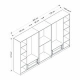 Kale 8 Mebran Kapaklı 4Ç Taçlı Dolap - Beyaz 210CM