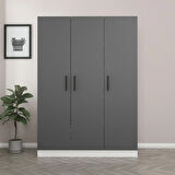 Minar Kale 3 Kapaklı 2 Çekmeceli Dolap Beyaz Antrasit 190CM