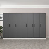 Minar Kale 7 Kapaklı 4 Çekmeceli Dolap Beyaz Antrasit 190CM