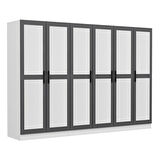 Minar Kale 6 Kapaklı 6 Aynalı 2 Çekmeceli Dolap Beyaz Antrasit 190CM