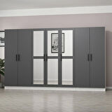 Minar Kale 7 Kapaklı 3 Aynalı 2 Çekmeceli Dolap Beyaz Antrasit 190CM