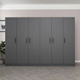 Minar Kale 6 Kapaklı 4 Çekmeceli Dolap Antrasit 190CM