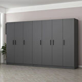 Minar Kale 7 Kapaklı 4 Çekmeceli Dolap Antrasit 190CM