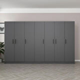 Minar Kale 7 Kapaklı 4 Çekmeceli Dolap Antrasit 190CM