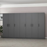 Minar Kale 7 Kapaklı 4 Çekmeceli Dolap Antrasit 190CM