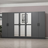 Minar Kale 7 Kapaklı 3 Aynalı 2 Çekmeceli Dolap Antrasit 190CM