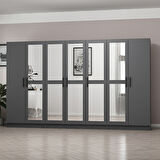 Minar Kale 7 Kapaklı 5 Aynalı 2 Çekmeceli Dolap Antrasit 190CM