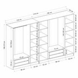 Minar Kale 7 Kapaklı 3 Aynalı 4 Çekmeceli Dolap Antrasit 190CM
