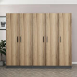 Minar Kale 5 Kapaklı 2 Çekmeceli Dolap Antrasit Dore 190CM