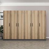 Minar Kale 6 Kapaklı 4 Çekmeceli Dolap Antrasit Dore 190CM