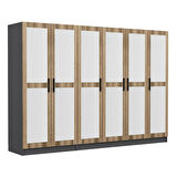 Minar Kale 6 Kapaklı 6 Aynalı 2 Çekmeceli Dolap Antrasit Dore 190CM