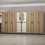 Minar Kale 8 Kapaklı 2 Aynalı 4 Çekmeceli Dolap Antrasit Dore 190CM