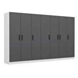 Minar Kale 7 Kapaklı 4 Çekmeceli Dolap Beyaz Antrasit 210CM