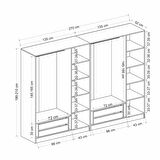 Minar Kale 6 Kapaklı 2 Aynalı 4 Çekmeceli Dolap Beyaz Antrasit 210CM