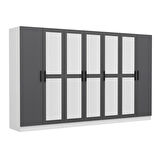 Minar Kale 7 Kapaklı 5 Aynalı 2 Çekmeceli Dolap Beyaz Antrasit 210CM