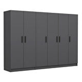 Minar Kale 6 Kapaklı 2 Çekmeceli Dolap Antrasit 210CM