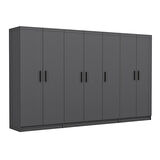 Minar Kale 7 Kapaklı 2 Çekmeceli Dolap Antrasit 210CM