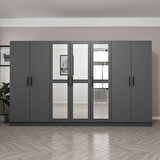 Minar Kale 7 Kapaklı 3 Aynalı 2 Çekmeceli Dolap Antrasit 210CM