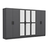 Minar Kale 7 Kapaklı 3 Aynalı 2 Çekmeceli Dolap Antrasit 210CM