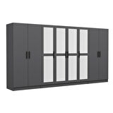 Minar Kale 8 Kapaklı 4 Aynalı 2 Çekmeceli Dolap Antrasit 210CM