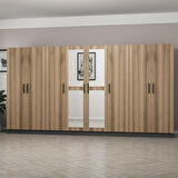 Minar Kale 8 Kapaklı 2 Aynalı 2 Çekmeceli Dolap Antrasit Dore 210CM