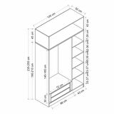 Minar Kale 3 Mebran Kapaklı 2 İç Çekmeceli Dolap Ve Yüklük Beyaz 235CM