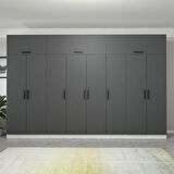 Minar Kale 8 Kapaklı 2 Çekmeceli Dolap Ve Yüklük Beyaz Antrasit 235CM