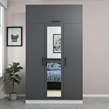 Minar Kale 3 Kapaklı 1 Aynalı 2 Ç Dolap Ve Yüklük Beyaz Antrasit 235CM