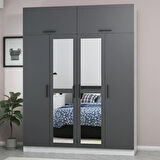 Minar Kale 4 Kapaklı 2 Aynalı 2 Ç Dolap Ve Yüklük Beyaz Antrasit 235CM