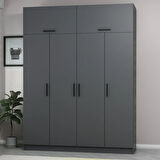 Minar Kale 4 Kapaklı 2 Çekmeceli Dolap Ve Yüklük Antrasit 235CM