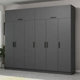 Minar Kale 6 Kapaklı 2 Çekmeceli Dolap Ve Yüklük Antrasit 235CM