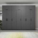 Minar Kale 7 Kapaklı 4 Çekmeceli Dolap Ve Yüklük Antrasit 235CM