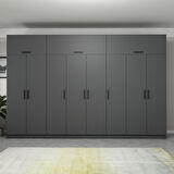 Minar Kale 8 Kapaklı 2 Çekmeceli Dolap Ve Yüklük Antrasit 235CM