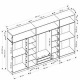 Minar Kale 8 Kapaklı 2 Çekmeceli Dolap Ve Yüklük Antrasit 235CM