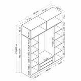 Minar Kale 4 Kapaklı 2 Aynalı 2 Ç Dolap Ve Yüklük Antrasit 235CM