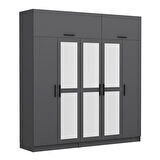 Minar Kale 5 Kapaklı 3 Aynalı 2 Ç Dolap Ve Yüklük Antrasit 235CM