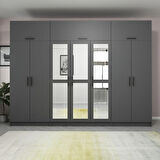 Minar Kale 7 Kapaklı 3 Aynalı 2 Ç Dolap Ve Yüklük Antrasit 235CM