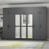 Minar Kale 7 Kapaklı 3 Aynalı 4 Ç Dolap Ve Yüklük Antrasit 235CM