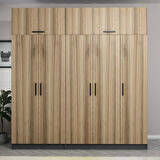 Minar Kale 5 Kapaklı 2 Çekmeceli Dolap Ve Yüklük Antrasit Dore 235CM