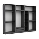 Minar Kale 7 Kapaklı 2 Çekmeceli Dolap Ve Yüklük Antrasit Dore 235CM